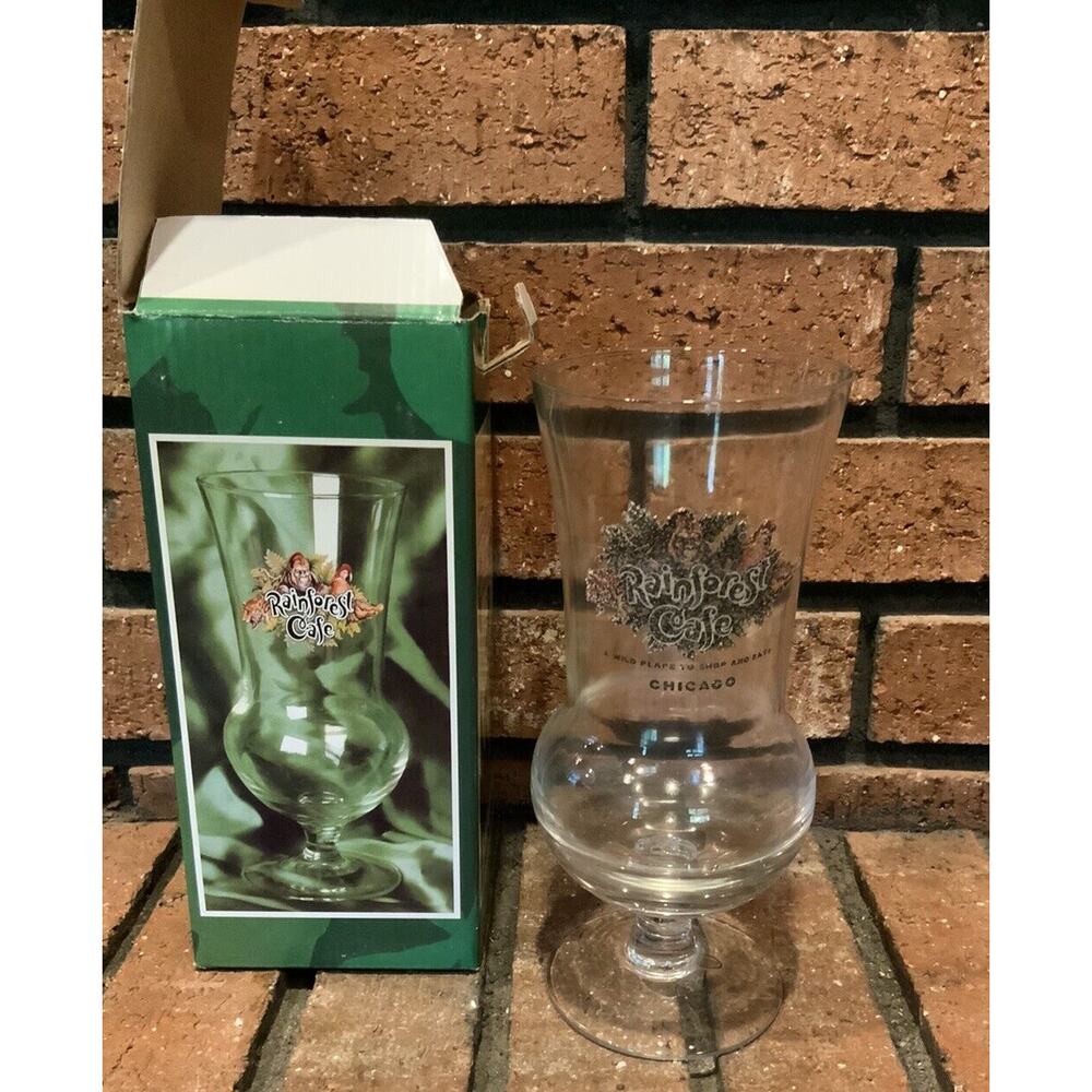 Rainforest Cafe Souvenir Chicago Hurricane Clear Cocktail Glass 8”‎ Tall